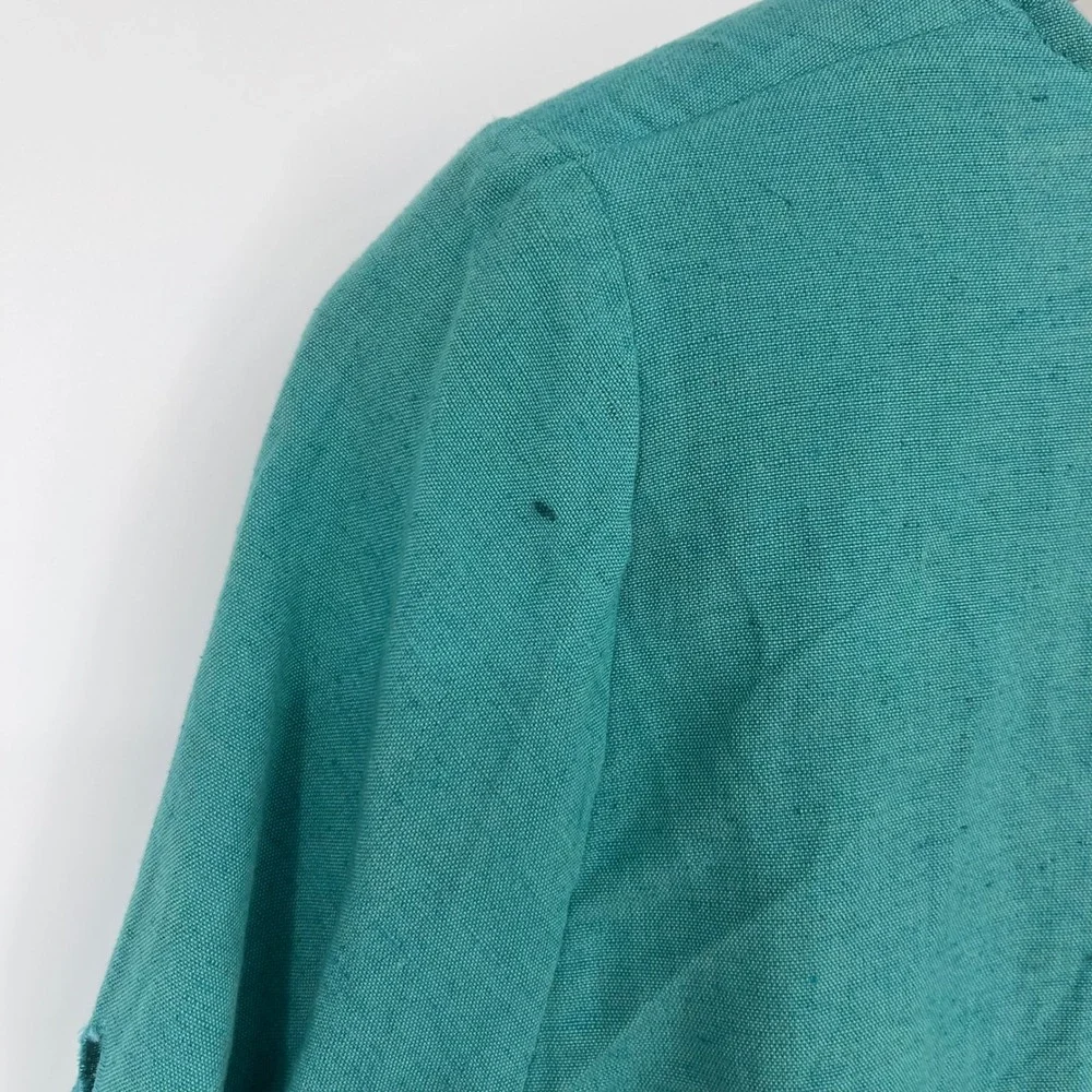 Vintage Y2K Coldwater Creek Jacket‎ Dress Set Medium Teal Eyelet Linen Blend